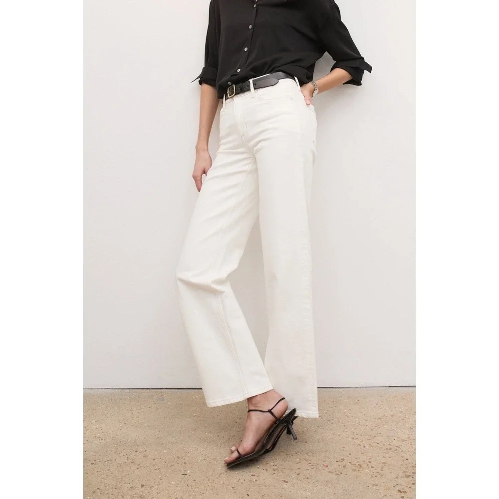 AYR Women's The Secret Sauce Organic Cotton High Rise‎ Wide Leg Jeans- Size 34